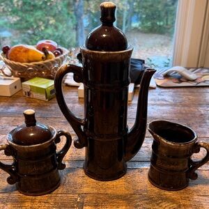 Elegant Vintage Brown Drip Ceramic Coffee Set